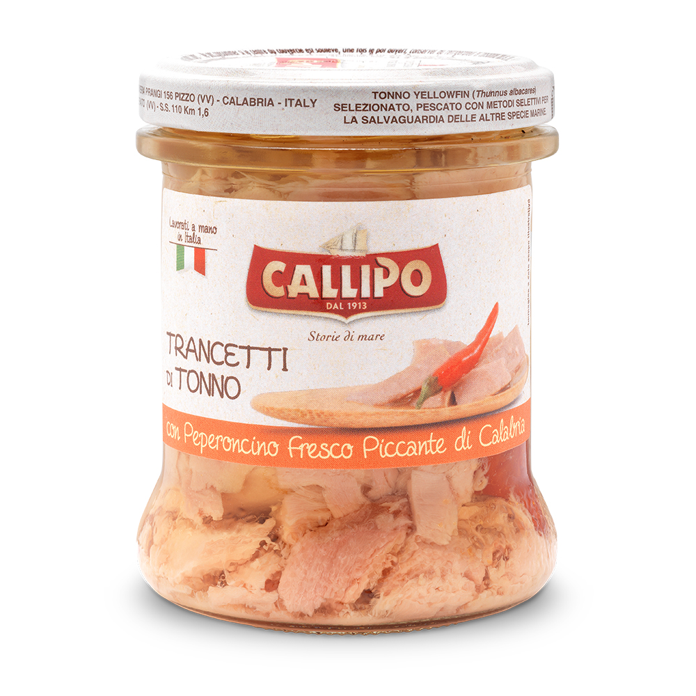 Trancetti di Tonno g.170 all'olio di oliva con Peperoncino Fresco Piccante di Calabria