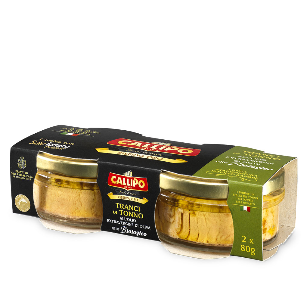 Tranci di Tonno g.80x2 all'Olio Extravergine Di Oliva Bio - vetro