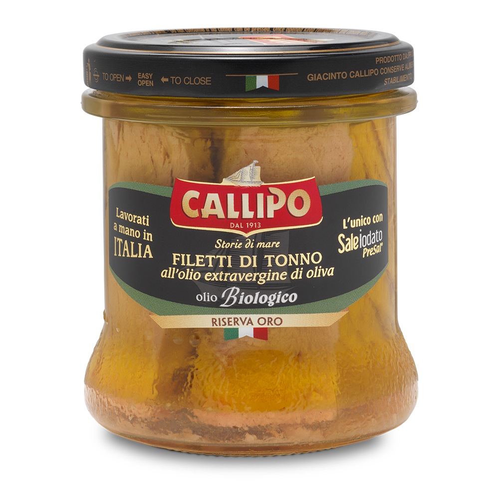 Riserva Oro Filetti Tonno G. 150 All'Olio Extravergine Biologico - Vaso Vetro