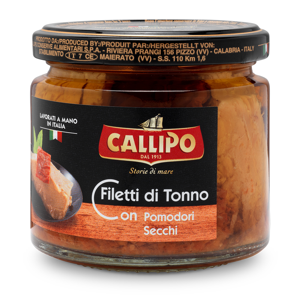 Filetti Di Tonno Con Pomodori Secchi g.200 All'Olio Di Oliva