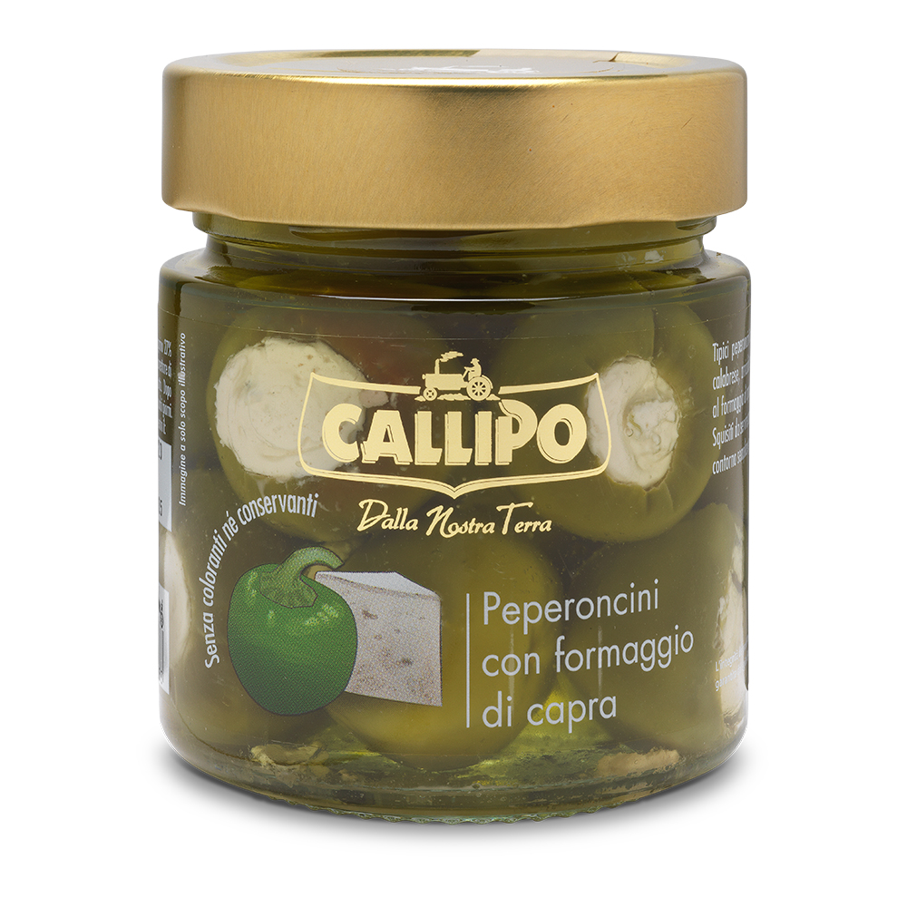 Peperoncini verdi con formaggio di capra g.225