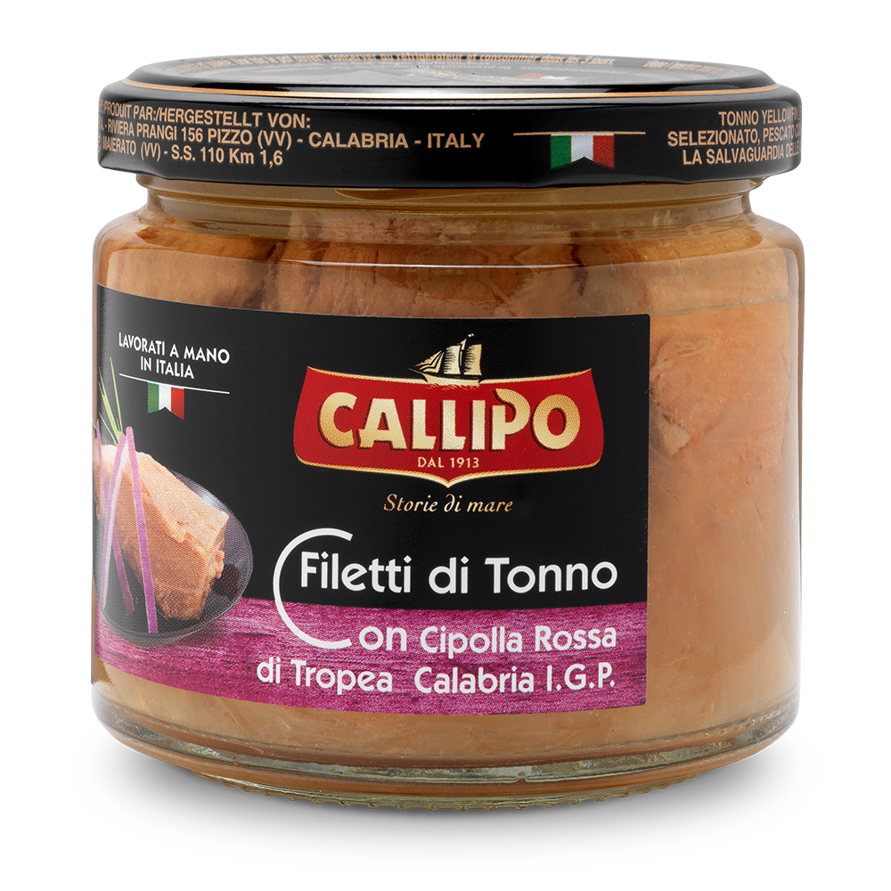 Filetti Di Tonno Con Cipolla Rossa di Tropea Calabria I.G.P. g.200 All'Olio Di Oliva