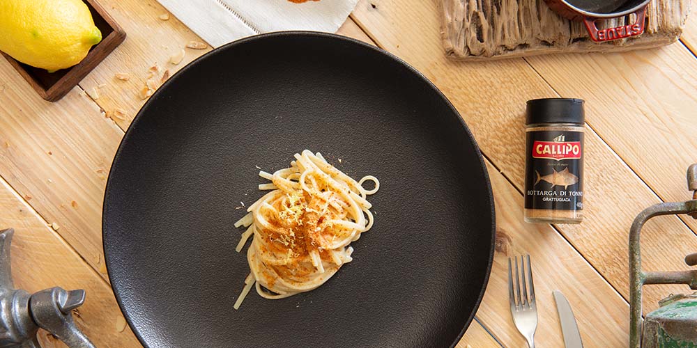 Linguine con Bottarga di Tonno Callipo e bergamotto 